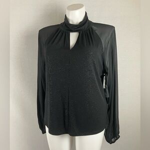 Vince Camuto Black Sheer sleeve Sparkle Blouse